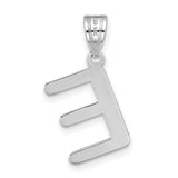 Polished Bubble Letter E Initial Charm Pendant in Real 14k White Gold