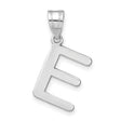 Polished Bubble Letter E Initial Charm Pendant in Real 14k White Gold