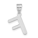 14k White Gold Initial F Pendant Charm, Polished Block Letter Design, Alphabet Jewelry for Women or Unisex