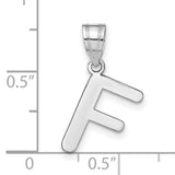 14k White Gold Initial F Pendant Charm, Polished Block Letter Design, Alphabet Jewelry for Women or Unisex