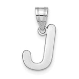 14k White Gold Initial J Pendant, Script Letter Charm, Polished Finish, Minimalist Design