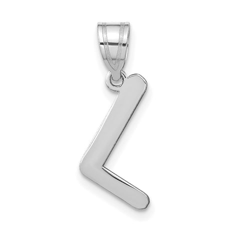 14k White Gold Letter L Pendant Charm, Polished Initial Monogram Jewelry for Women