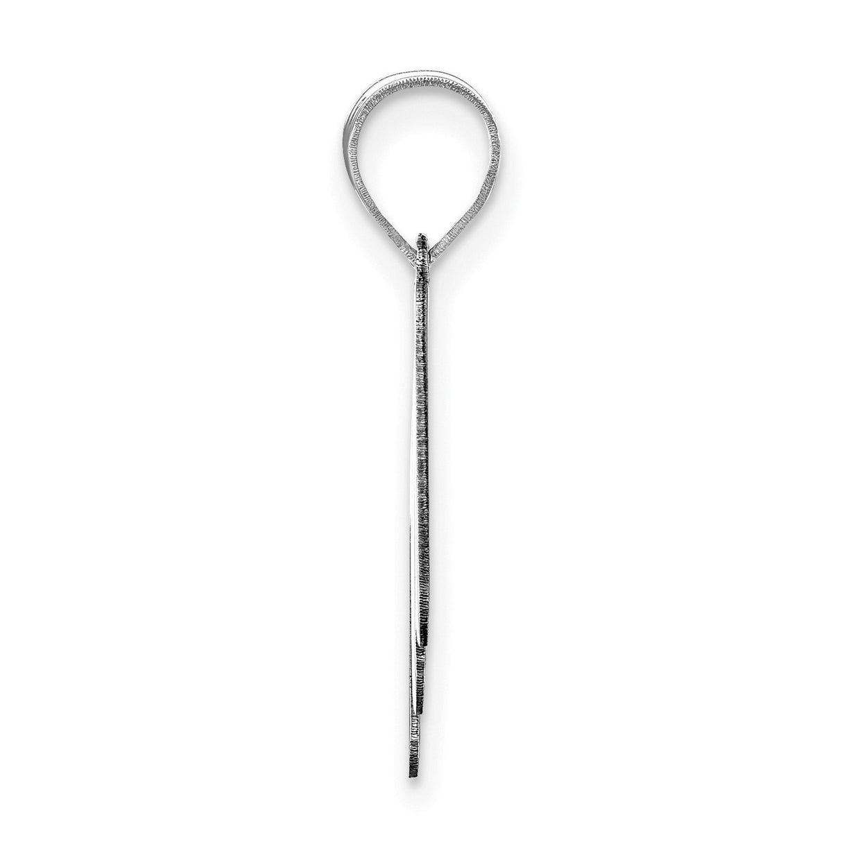 14k White Gold Script Letter M Pendant, Polished Initial Charm for Women