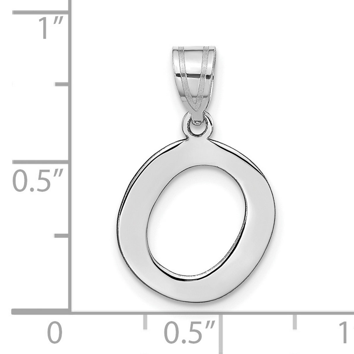 14k White Gold Open Circle Pendant with Asymmetrical Loop Design, Modern Minimalist Style