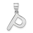 14k White Gold Letter P Pendant Charm, Block Initial Monogram, Polished Unisex Design