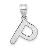 14k White Gold Letter P Pendant Charm, Block Initial Monogram, Polished Unisex Design