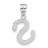 14k White Gold Initial Letter S Pendant, Polished Script Charm for Women