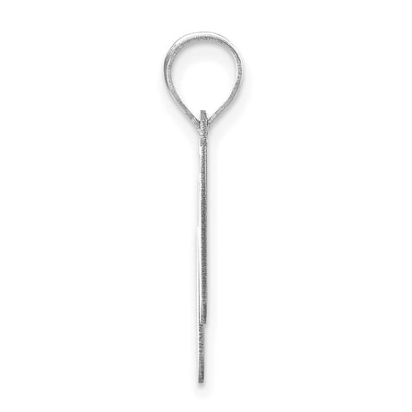 14k White Gold Letter W Pendant, Script Initial Charm, Polished Alphabet Jewelry for Women or Unisex