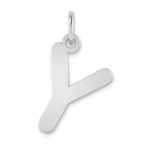 Polished Bubble Letter Y Initial Charm Pendant in Real 14k White Gold