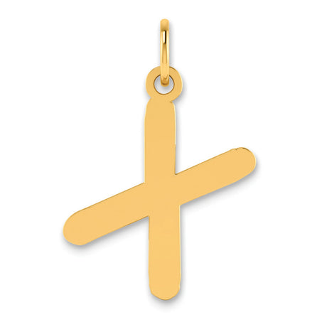 Polished Bubble Letter X Initial Charm Pendant in Real 14k Yellow Gold