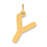 Polished Bubble Letter Y Initial Charm Pendant in Real 14k Yellow Gold