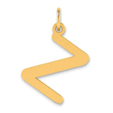 Polished Bubble Letter Z Initial Charm Pendant in Real 14k Yellow Gold
