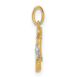 14k Yellow Gold Pendant with Cubic Zirconia, Crescent Moon and Sun Charm, Astrology Jewelry for Women