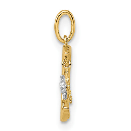 14k Yellow Gold Pendant with Cubic Zirconia, Crescent Moon and Sun Charm, Astrology Jewelry for Women