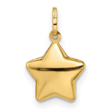 Polished Puffed Star Charm Pendant in Real 14k Yellow Gold