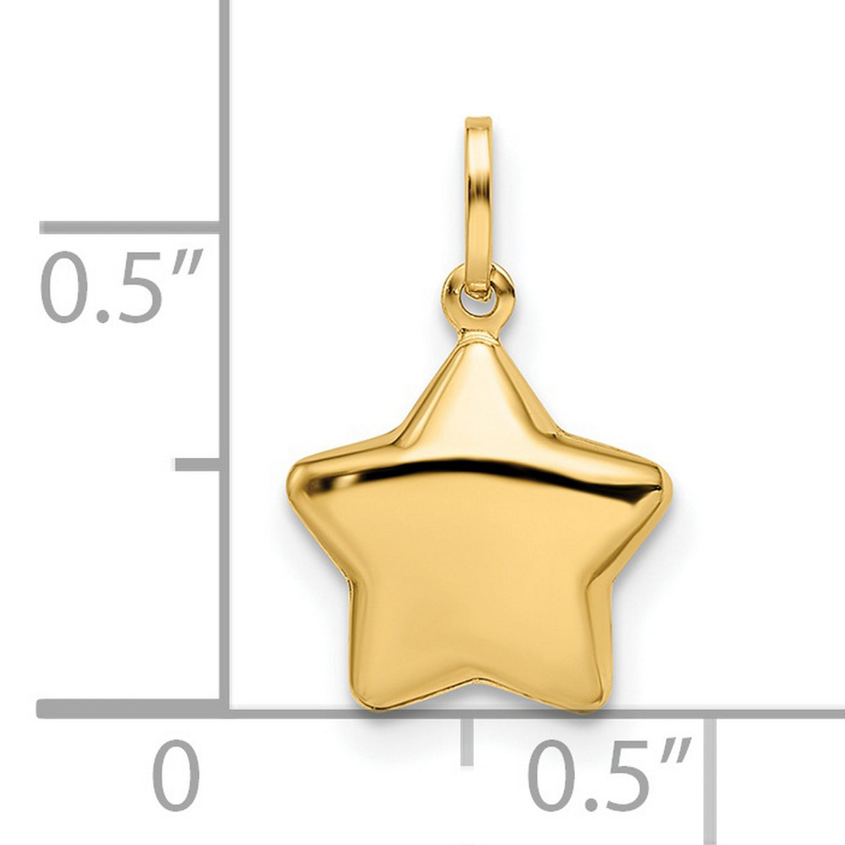 Polished Puffed Star Charm Pendant in Real 14k Yellow Gold