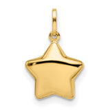 Polished Puffed Star Charm Pendant in Real 14k Yellow Gold