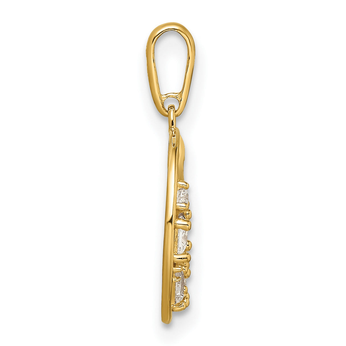 14k Yellow Gold Celestial Pendant with Cubic Zirconia, Crescent Moon and Star