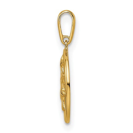 14k Yellow Gold Star Pendant with Cubic Zirconia Accents and Celestial Motif Charms for Women