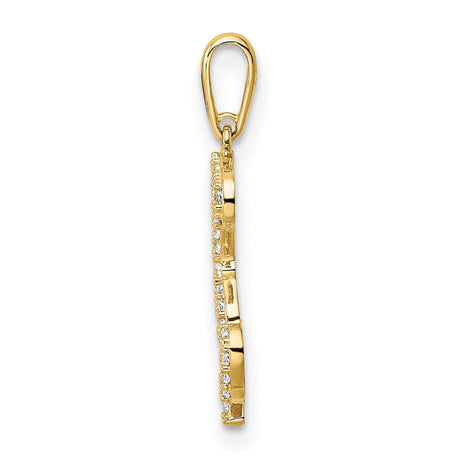 14k Yellow Gold Pendant with Cubic Zirconia, Cursive Letter L Initial Charm for Women
