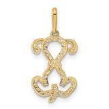 14k Yellow Gold Pendant with Cubic Zirconia, Cursive Letter L Initial Charm for Women
