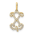 14k Yellow Gold Pendant with Cubic Zirconia, Cursive Letter L Initial Charm for Women