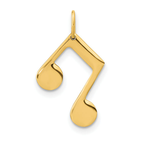 14k Yellow Gold Double Eighth Note Pendant, Unisex Musical Symbol Jewelry