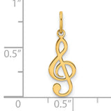 14k Yellow Gold Pendant, Treble Clef Openwork Music Symbol Charm, Unisex Musical Design