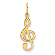 14k Yellow Gold Pendant, Treble Clef Openwork Music Symbol Charm, Unisex Musical Design