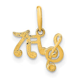 14k Yellow Gold Music Note Pendant with Treble Clef and Eighth Notes, Unisex Charm