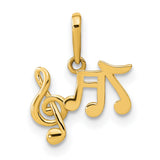 14k Yellow Gold Music Note Pendant with Treble Clef and Eighth Notes, Unisex Charm