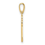 14k Yellow Gold Key Pendant with Cubic Zirconia, Clover Design, Symbolic Charm for Women