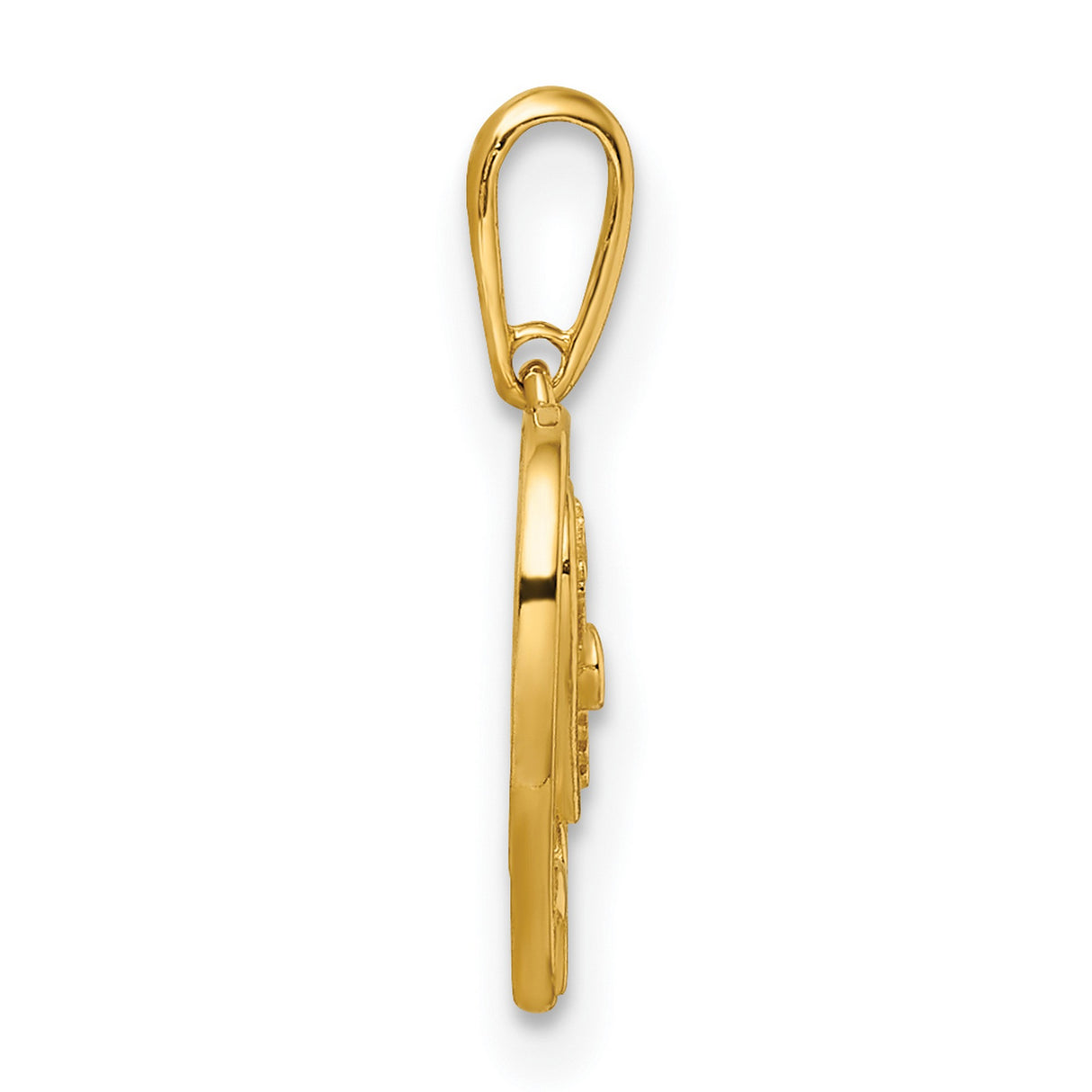 14k Yellow Gold Heart Pendant with Mom and Daughter Design, Diamond Accent
