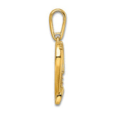 14k Yellow Gold Heart Cross Pendant with Cubic Zirconia, Christian Faith Jewelry for Women