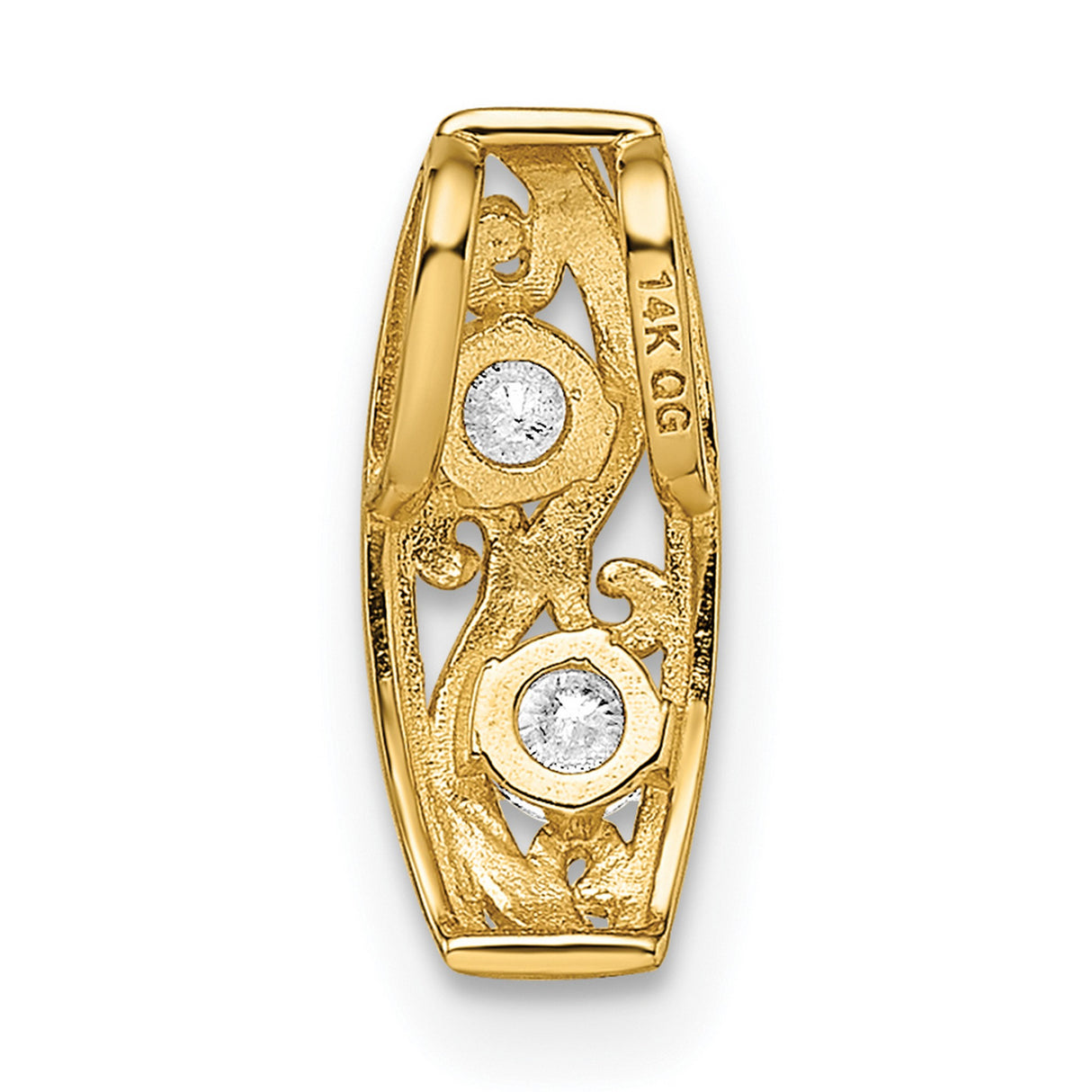 14k Yellow Gold Mens Ring with Cubic Zirconia, Scroll and Flame Design, Bold Modern Style