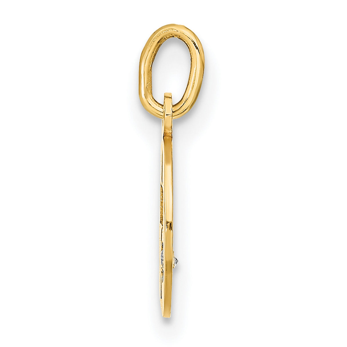 14k Yellow Gold Round Pendant with Cutout Cross and Cubic Zirconia Accent