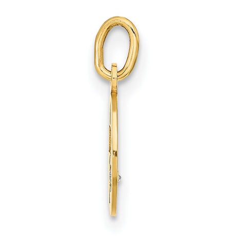 14k Yellow Gold Round Pendant with Cutout Cross and Cubic Zirconia Accent