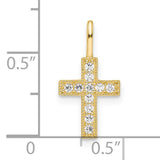 14k Yellow Gold Cross Pendant with Cubic Zirconia, Christian Pavé Charm for Women