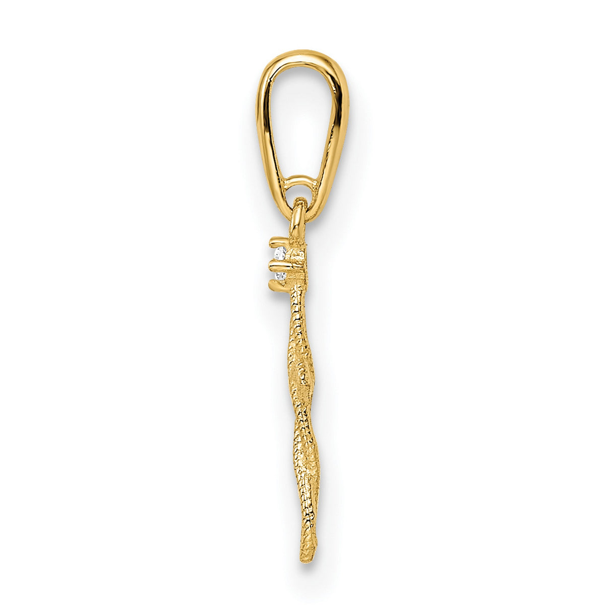 14k Yellow Gold Cross Pendant with Cubic Zirconia, Openwork Marquise Design, Christian Jewelry for Women