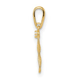 14k Yellow Gold Cross Pendant with Cubic Zirconia, Openwork Marquise Design, Christian Jewelry for Women