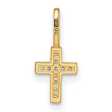 14k Yellow Gold Cross Pendant with Cubic Zirconia, Christian Faith Charm for Women