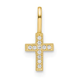 14k Yellow Gold Cross Pendant with Cubic Zirconia, Christian Faith Charm for Women