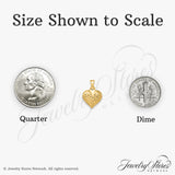 14k Yellow Gold Heart Pendant, Diamond Cut Textured Puffed Charm for Women