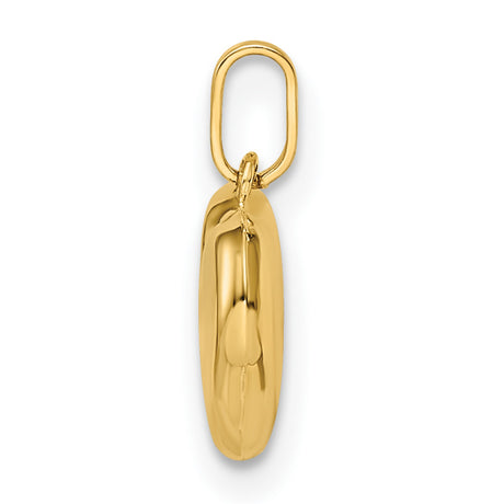 14k Yellow Gold Heart Pendant, Smooth Polished Finish, Romantic Classic Design for Women
