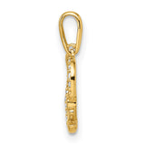 14k Yellow Gold Heart and Anchor Pendant with Cubic Zirconia, Nautical Faith and Love Symbol for Women