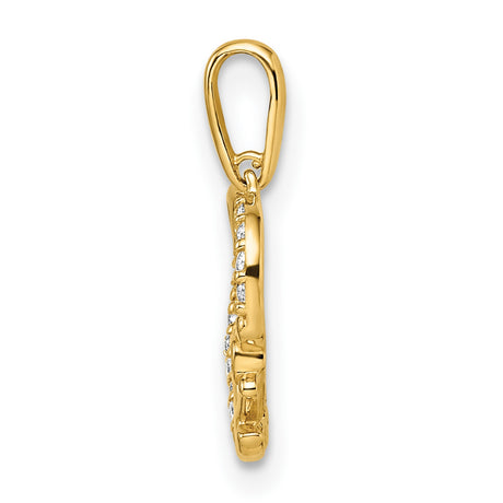 14k Yellow Gold Heart and Anchor Pendant with Cubic Zirconia, Nautical Faith and Love Symbol for Women