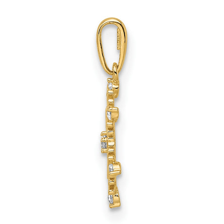 14k Yellow Gold Snowflake Pendant with Cubic Zirconia, Winter Holiday Jewelry for Women