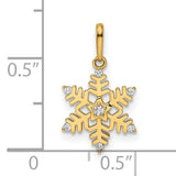 14k Yellow Gold Snowflake Pendant with Cubic Zirconia, Winter Holiday Jewelry for Women