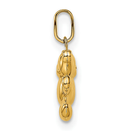 14k Yellow Gold Teddy Bear Pendant, Dainty Polished Charm with Playful Design for Women