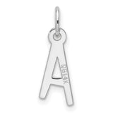 14k White Gold Initial A Pendant Charm, Polished Letter Monogram Jewelry for Women